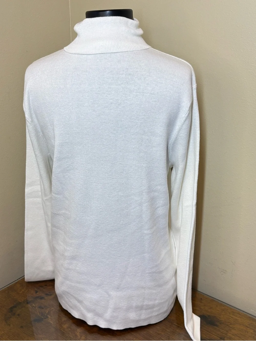 Chico’s Ivory Turtleneck Long Sleeve Sweater, XL, Chicos 3, cotton, coolmax - Picture 3 of 6